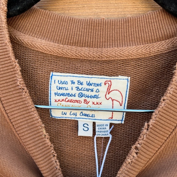 NWT Sandrine Rose x Free people Burnt Color sweatshirt, mid weight, Size Small - Picture 10 of 10